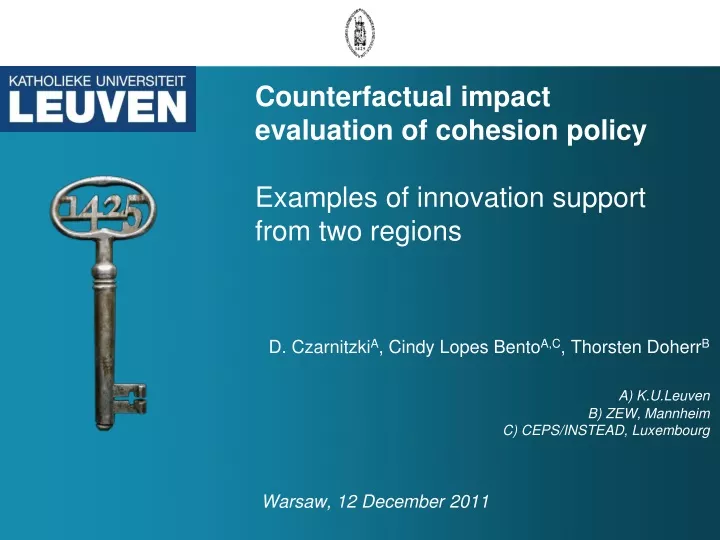 counterfactual impact evaluation of cohesion policy examples of innovation support from two regions