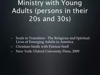 Ministry with Young Adults (persons in their 20s and 30s)