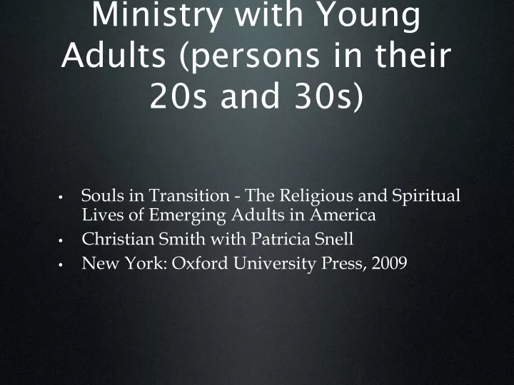 ministry with young adults persons in their 20s and 30s