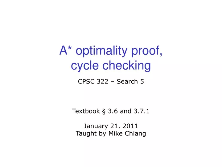 a optimality proof cycle checking