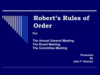 Robert ’ s Rules of Order