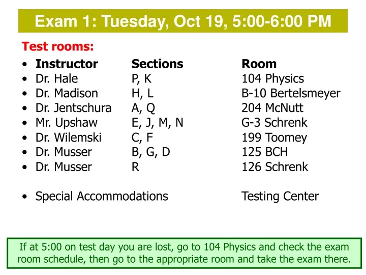 exam 1 tuesday oct 19 5 00 6 00 pm