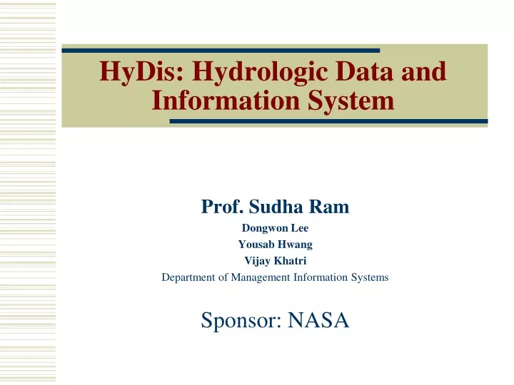 hydis hydrologic data and information system