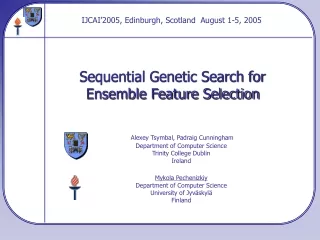 Sequential Genetic Search for Ensemble Feature Selection