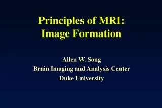 Principles of MRI: Image Formation