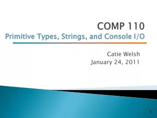 COMP 110 Primitive Types, Strings, and  Console I/O