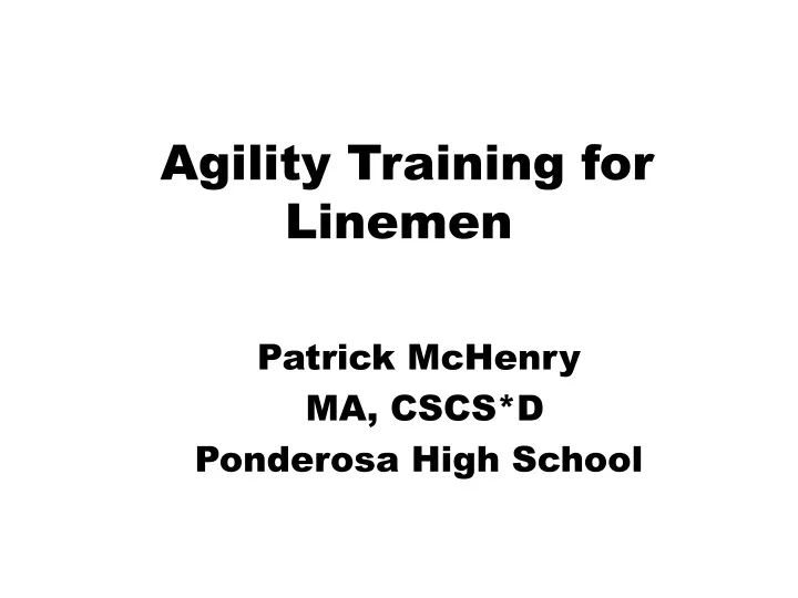 agility training for linemen