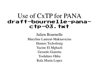 Use of CxTP for PANA draft-bournelle-pana-ctp-03.txt