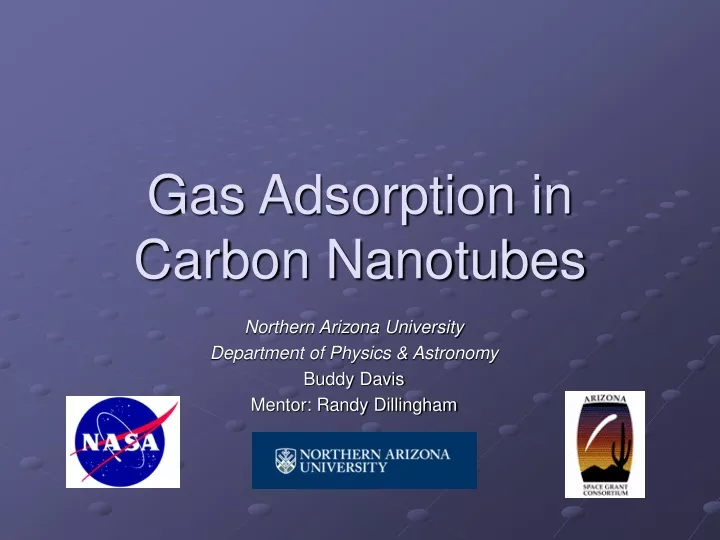 gas adsorption in carbon nanotubes