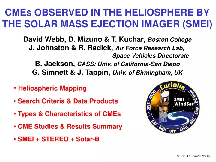 cmes observed in the heliosphere by the solar