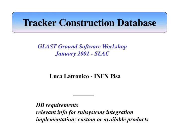 tracker construction database