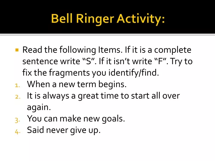 bell ringer activity