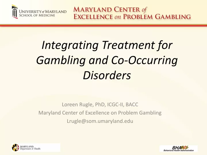 integrating treatment for gambling and co occurring disorders