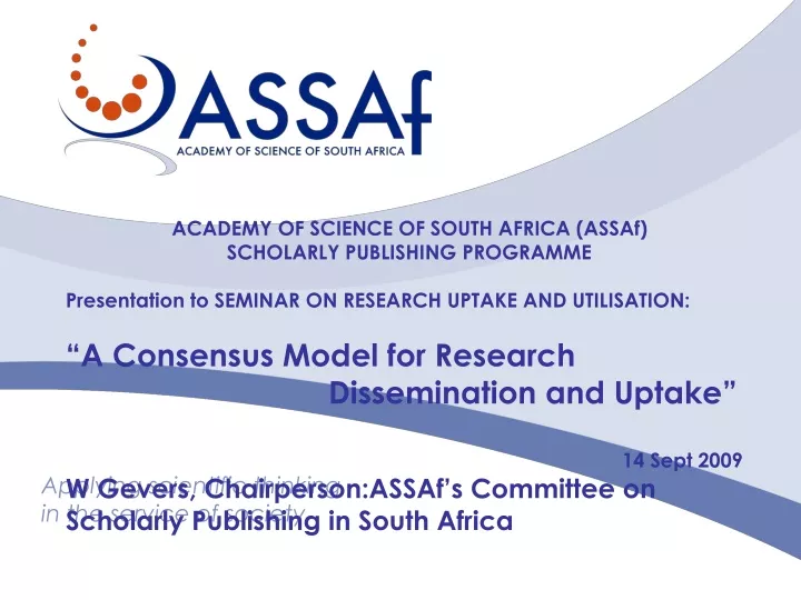academy of science of south africa assaf