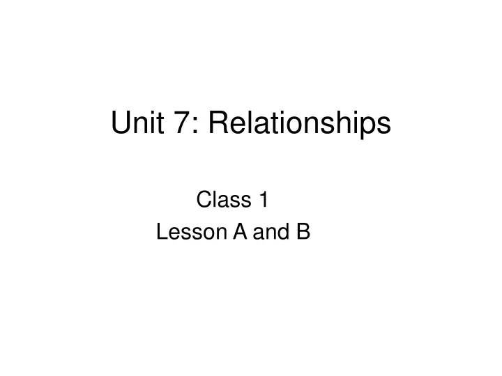 class 1 lesson a and b