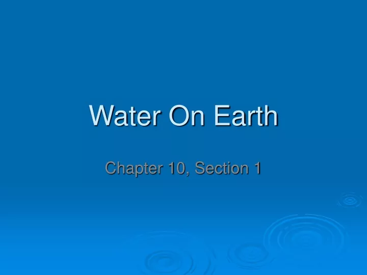 water on earth