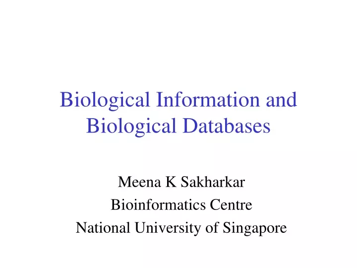 biological information and biological databases