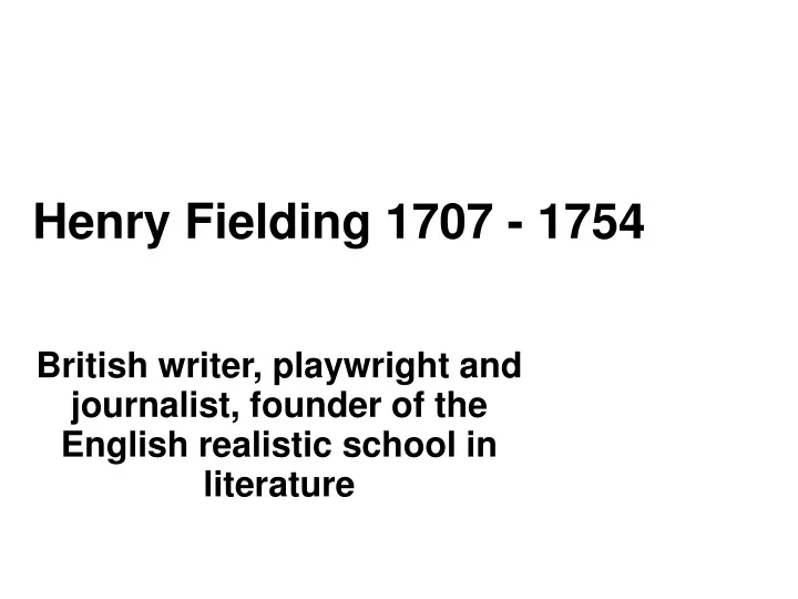 henry fielding 1707 1754