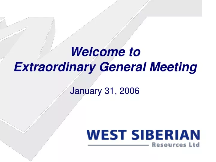 welcome to extraordinary general meeting