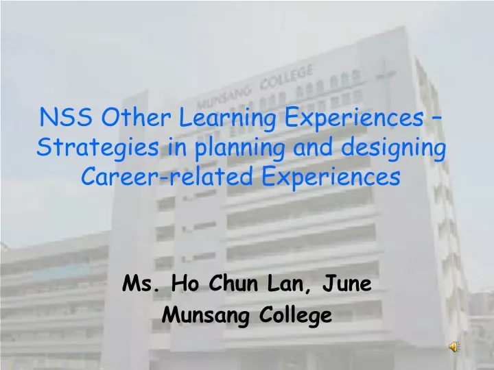 nss other learning experiences strategies in planning and designing career related experiences