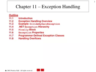 Chapter 11 – Exception Handling