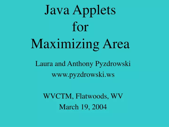 java applets for maximizing area