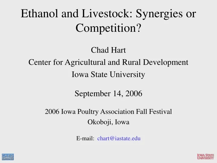 ethanol and livestock synergies or competition