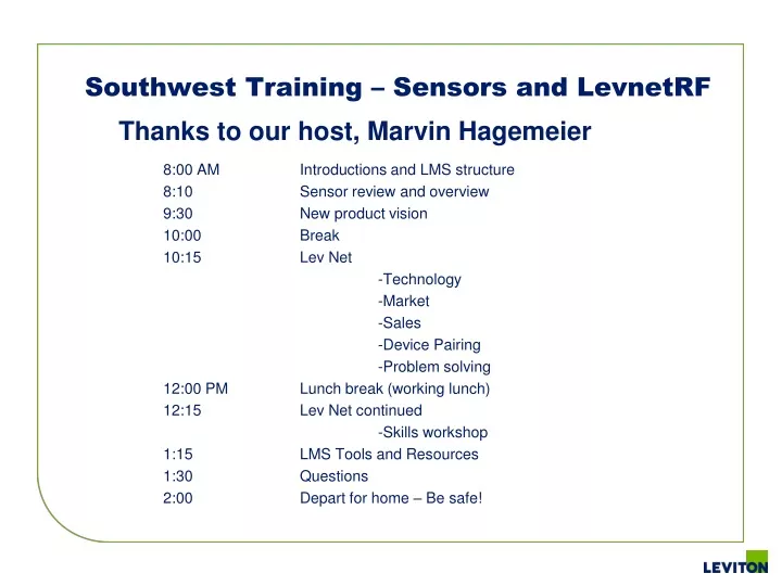 southwest training sensors and levnetrf