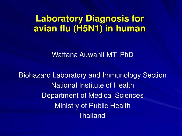 laboratory diagnosis for avian flu h5n1 in human