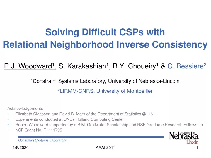 solving difficult csps with relational
