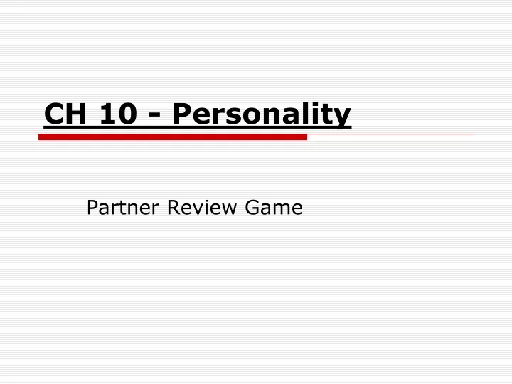 ch 10 personality