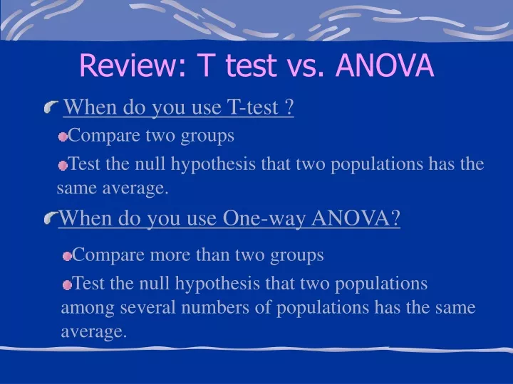 review t test vs anova