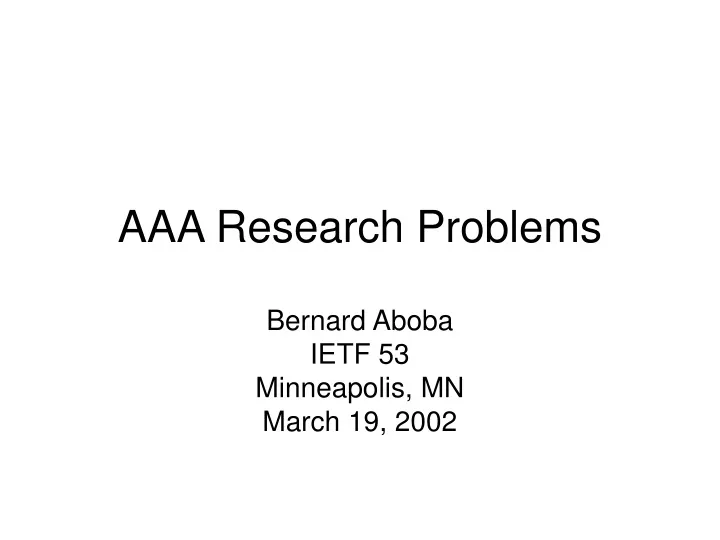 aaa research problems