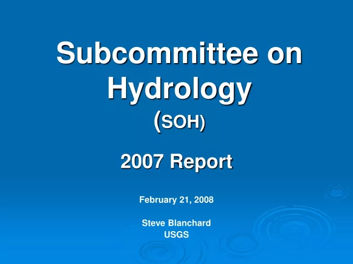 subcommittee on hydrology soh