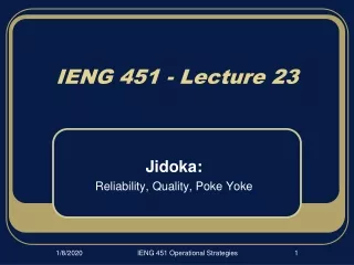 IENG 451 - Lecture 23