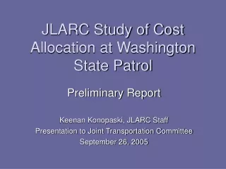 JLARC Study of Cost Allocation at Washington State Patrol