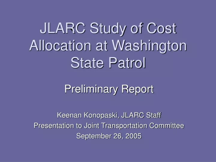 jlarc study of cost allocation at washington state patrol