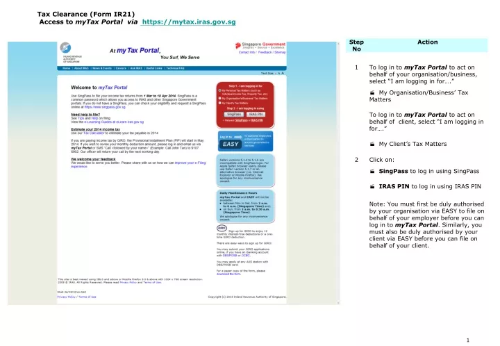 tax clearance form ir21 access to mytax portal