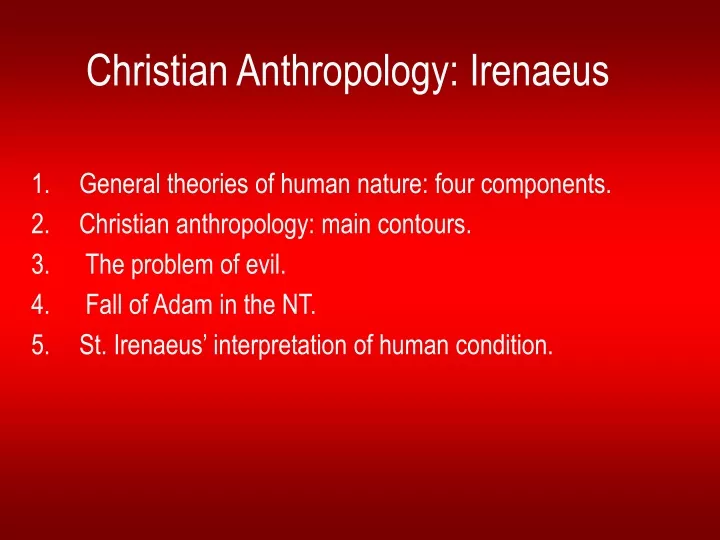 christian anthropology irenaeus