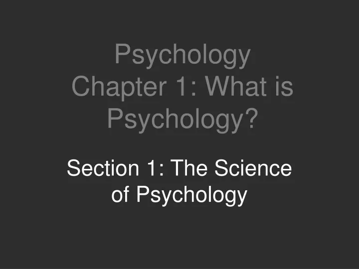 psychology chapter 1 what is psychology