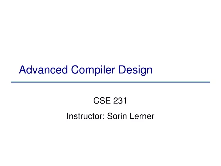 advanced compiler design