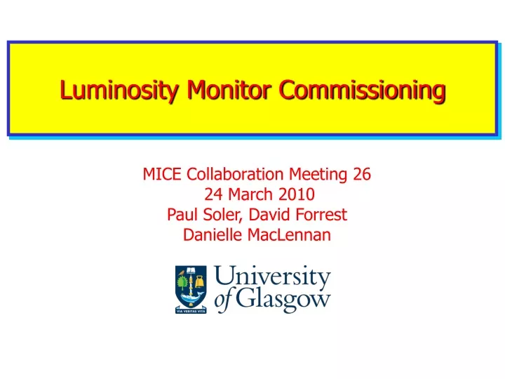 luminosity monitor commissioning