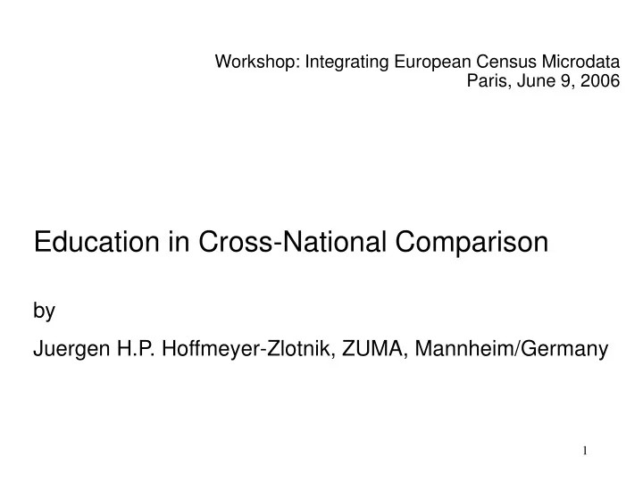 workshop integrating european census microdata