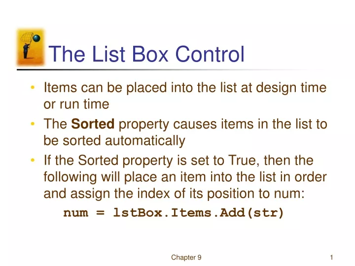 the list box control