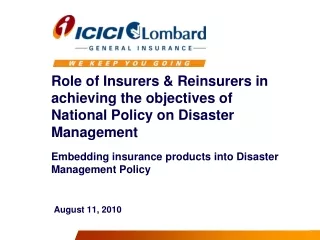 Embedding insurance products into Disaster Management Policy