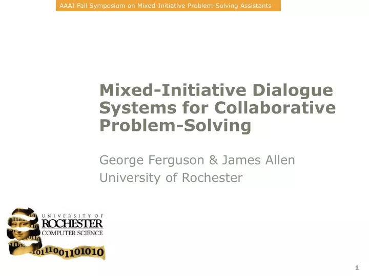 mixed initiative dialogue systems for collaborative problem solving