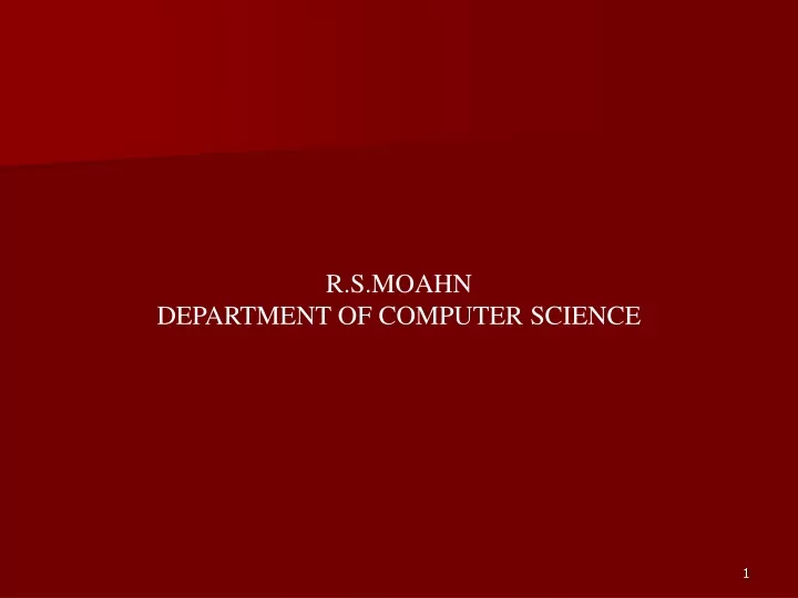 r s moahn department of computer science