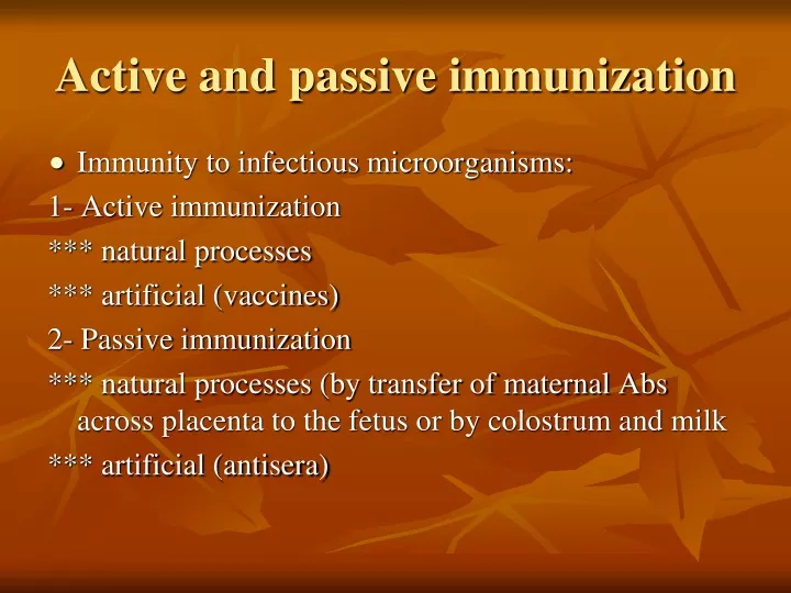 active and passive immunization