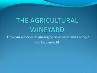 How can wineries in our region save water and energy? By: Leonardo.M