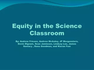 Equity in the Science Classroom